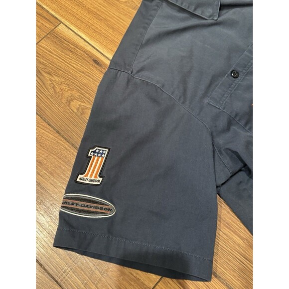 Harley Davidson Embroidered Patch Shirt Mens 2XL XXL Black Short Sleeve V Twin - Picture 3 of 6